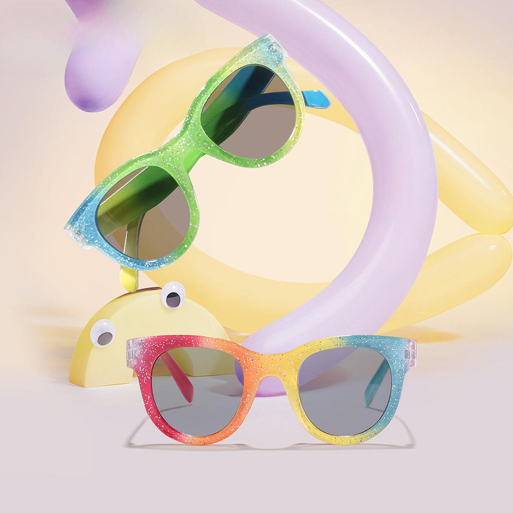 2024 Children'S New Rainbow Round Frame Sunglasses Shining Summer Outdoor Sunshade Sun Glasses Trendy Fashionable Eyewear