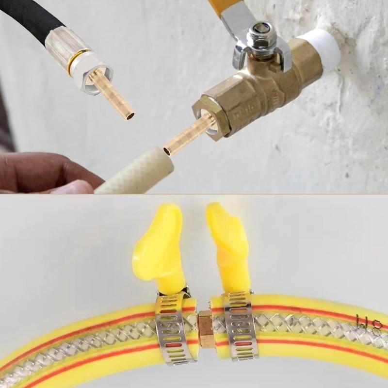 10Pcs Brass Pipe Repair Barbed Fittings Corrosion Resistant Brass Tube Adapters Upgrades for Plumbing System Maintenance
