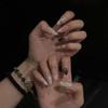 10pcs Handmade Korean Press on Nails Sweet Cool Star Pink White Fake Nail Tips Wearable Summer Night Sky Almond False Nails