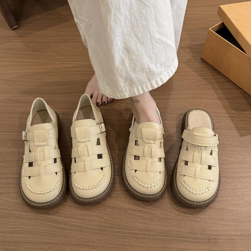 Casual simple woven bag head platform slippers women's 2025 summer new comfortable and versatile Roman shoes