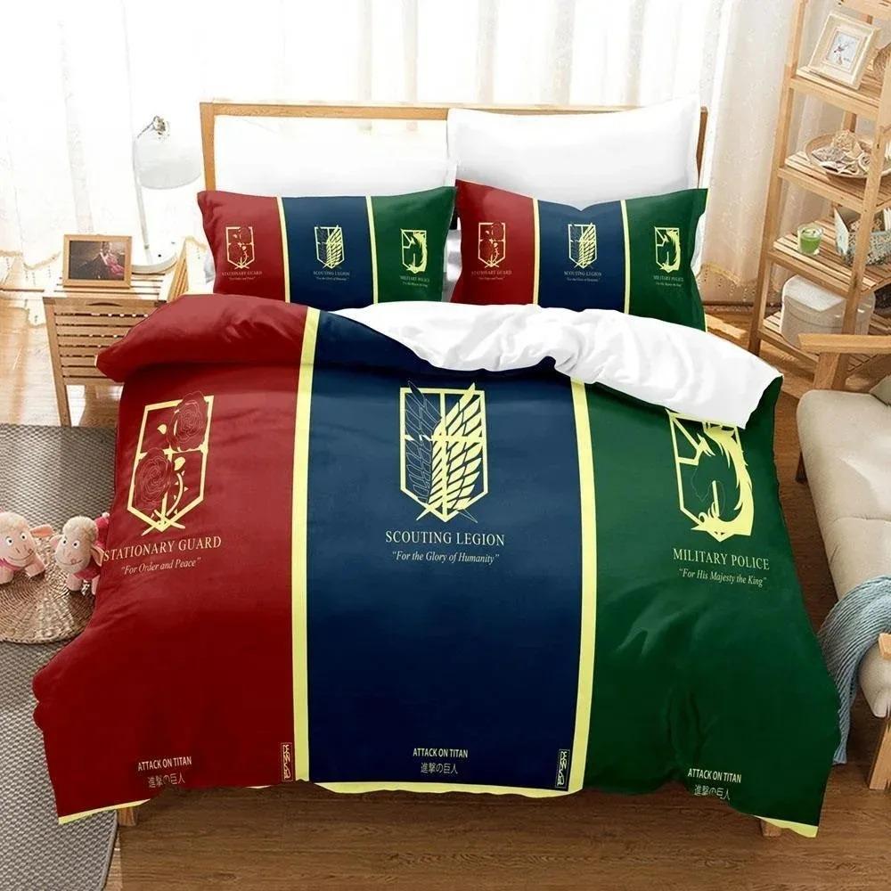 Attack on Titan Bettbezug Anime Cartoon Bettwäscheset Jungen Mädchen Schlafzimmer Dekoration Kinder Geschenk Einzel Doppelgröße