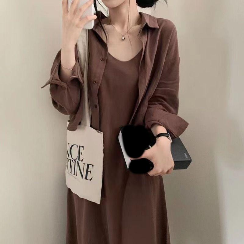 Women's French Vintage  Autumn Fashion Age-Defying Strapless Gown with Blouse Sexy Chic Dress Shirt Set Two-Piece Outfit