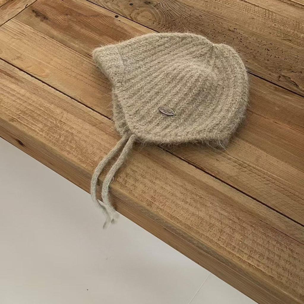 New Little Red Riding Hood Fashionable Solid Color Foreign Style Knitted Hat Versatile Warm Ear Protection Cold Resistant Woolen Hat for Women