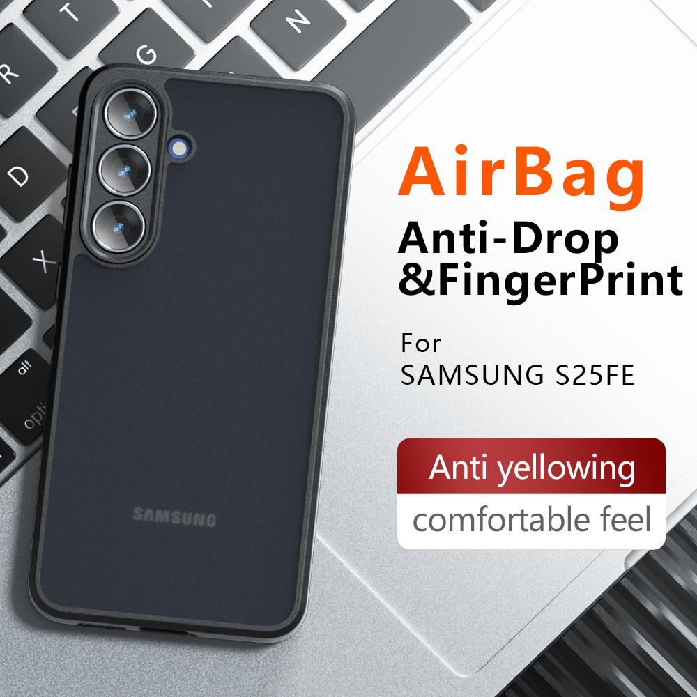 Airbag Super Protection Soft TPU+PC Clear Matte Back Cover For Samsung Galaxy S25 FE S25FE 5G Phone Case