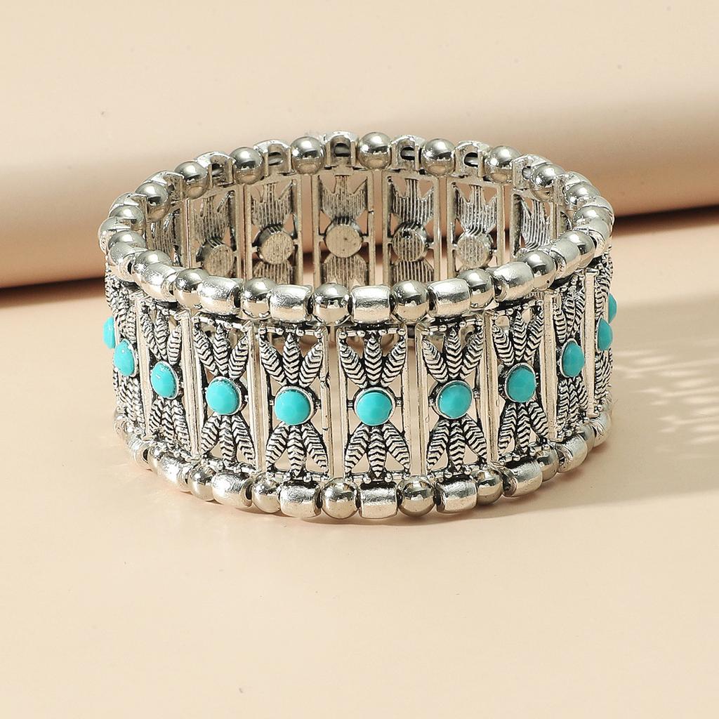 Cross Border Hot Personalized Retro Inlaid Resin Horse Eye Elastic Bracelet Fashionable And Simple Bracelet Trendy Accessory