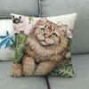 Lovely Cat Sleeping In The Garden Colorful Pillowcase Funny Animal Linen Cushion Cover Home Decor Seat Throw Pillow Covers