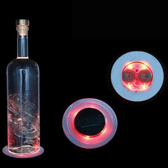 Coaster - YWEI - Mini Luminous LED - 10 Pieces - Stickers for Bottle - Blue