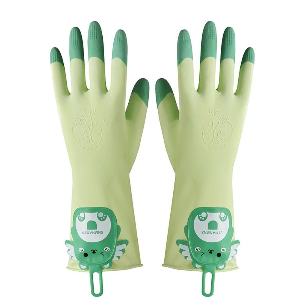 1 Pair Non-Slip Dishwashing Gloves Lengthen Waterproof Laundry Cleaning Gloves Reusable Cartoon Kitchen Cleaning Gloves