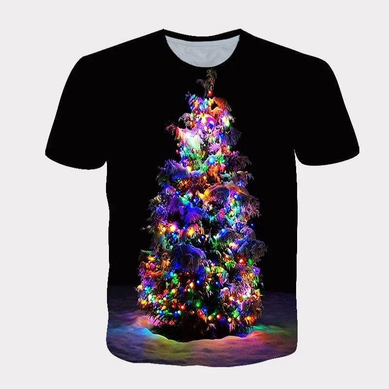 

Рождественская футболка оверсайз со снеговиком - повседневная уличная одежда с 3D-принтом 6XL