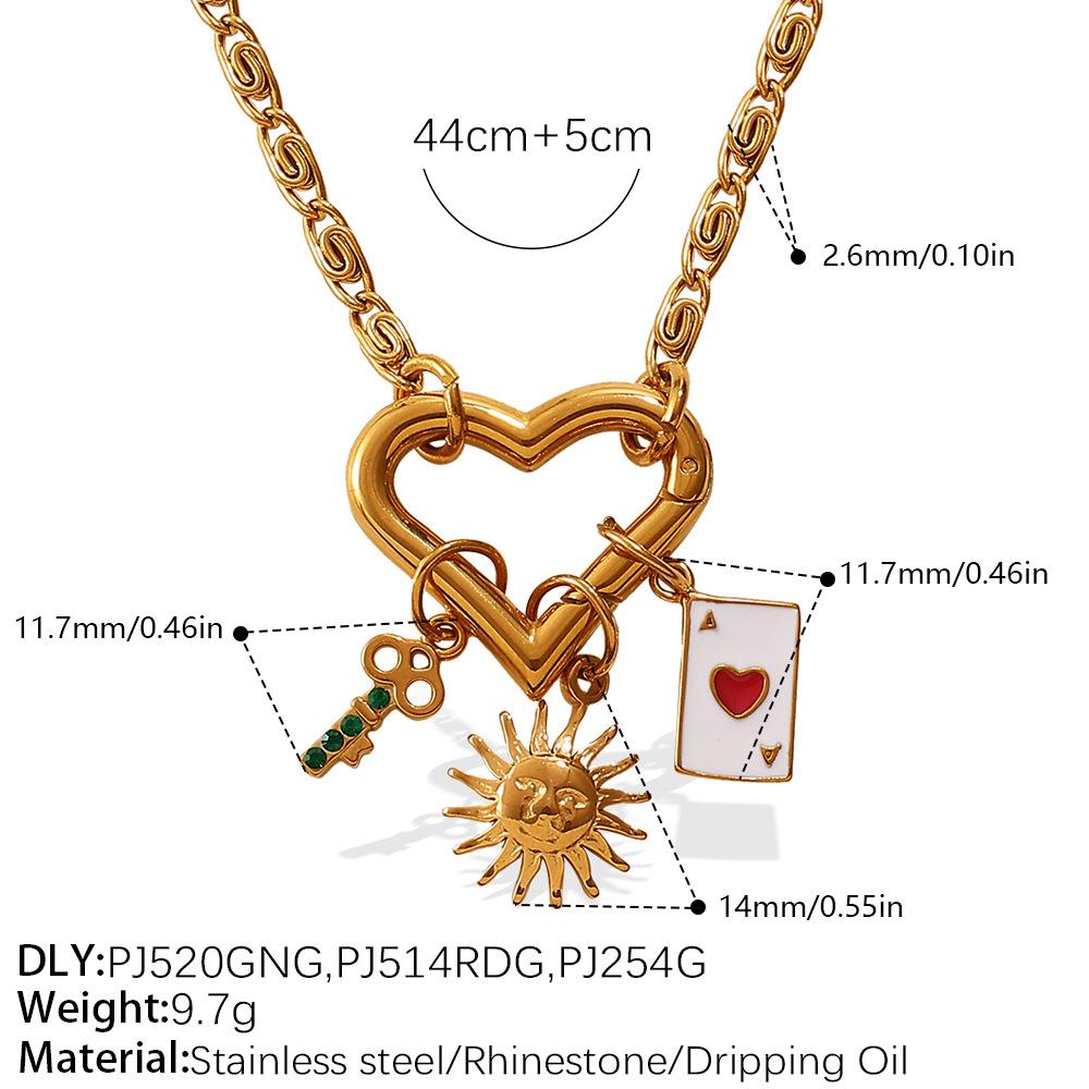 Stainless steel multi-element pendant DIY necklace heart-shaped pendant gold-plated oil drop pendant necklace