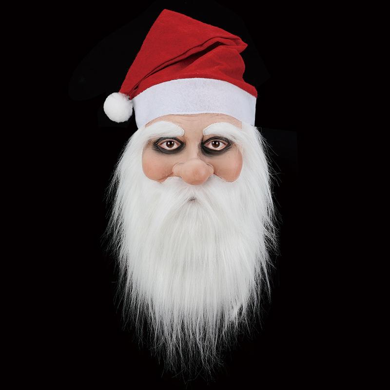 Halloween-Maske, Latex-Kopfbedeckung, Latex-Kopfbedeckung im Weihnachtsmann-Stil, Maske eines alten Mannes mit weißem Bart, Weihnachtsfeier