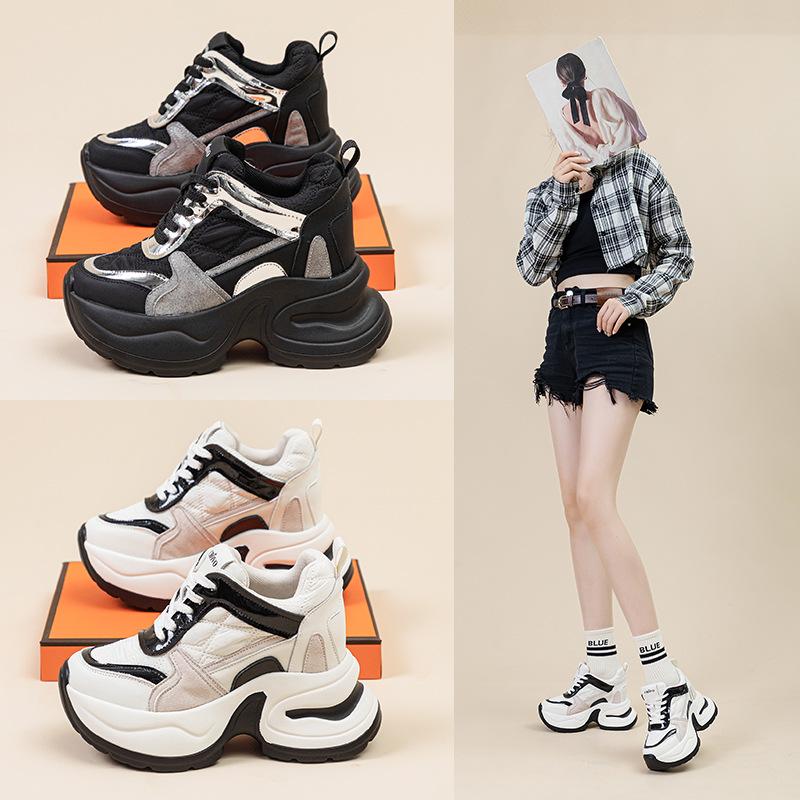 Thick-soled ultra-high heel 12CM dad shoes women's new trendy shoes versatile sports and leisure shoes small women