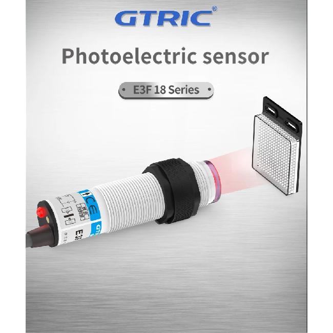 GTRIC Photoelectric Sensor Retro-reflective Sensing Distance 2M 10-30V 3-wire NPN PNP 90-250VAC Photo Switch With Reflector