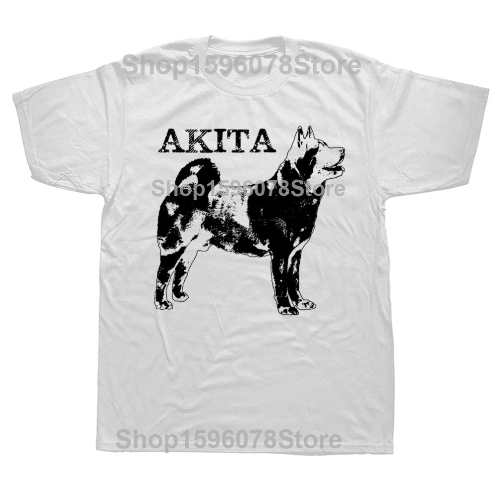 Funny American Akita Dog Graphic T Shirts Men Women Pure Cotton Humor Streetwear Tee Shirt Short Sleeve Unisex Loose Clothing