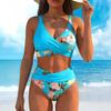 New tropical floral print sexy split bikini swimsuit women's vacation beach suit