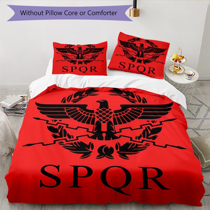 3pcs SPQR Roman Eagle1 pattern bedding set duvet cover set includes duvet cover &pillowcases, perfect all season bedroom decoration & gift