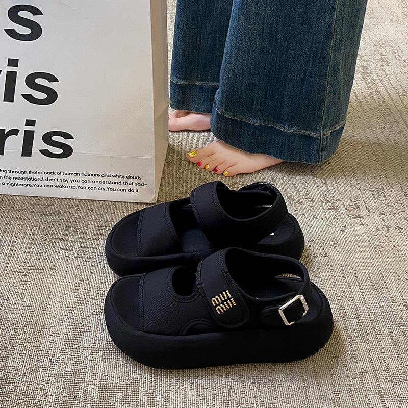 Velcro Thick-soled Heightening Sports Sandals Women's 2025 Summer New Models Step On Shit Feeling with Skirt Beach Sandals