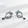 Three Butterflies Epoxy Black Gold Ring Creative Detachable Butterfly Stud Earrings Set For Women