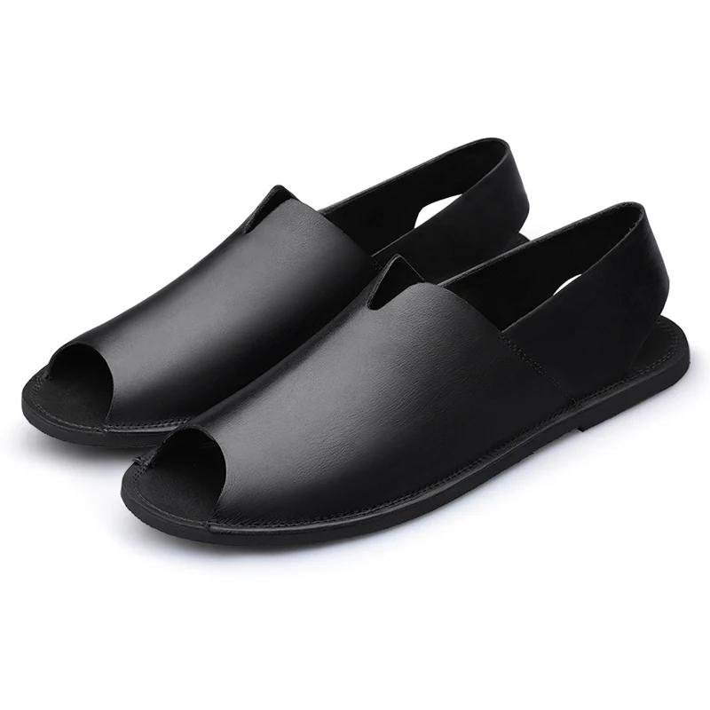 Fashion 2025British Style Roman Sandals Summer Mens Casual Leather Outdoor Anti-skid Driving Shoes Breathable Trendy Soft Soled Sandals
