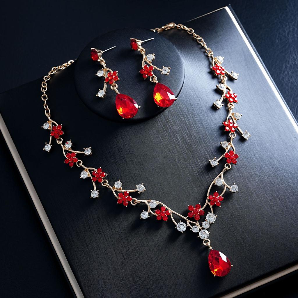 European and American Fashion Light Luxury Necklace Earrings Two-piece Set Bridal Wedding Accessories Dress Set Female 2026