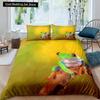 3D Frog Family King Queen Duvet Cover Little Tree Frog Bedding Set Tropical Nature Animal Quilt Cover Polyester Comforter Cover