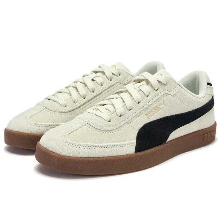 Puma Club II Era Lässige Mode Vielseitig Stoßdämpfend Langlebig Leicht Atmungsaktiv Low-Top Skateschuhe Unisex Sneaker Beige Schwarz 400717-10