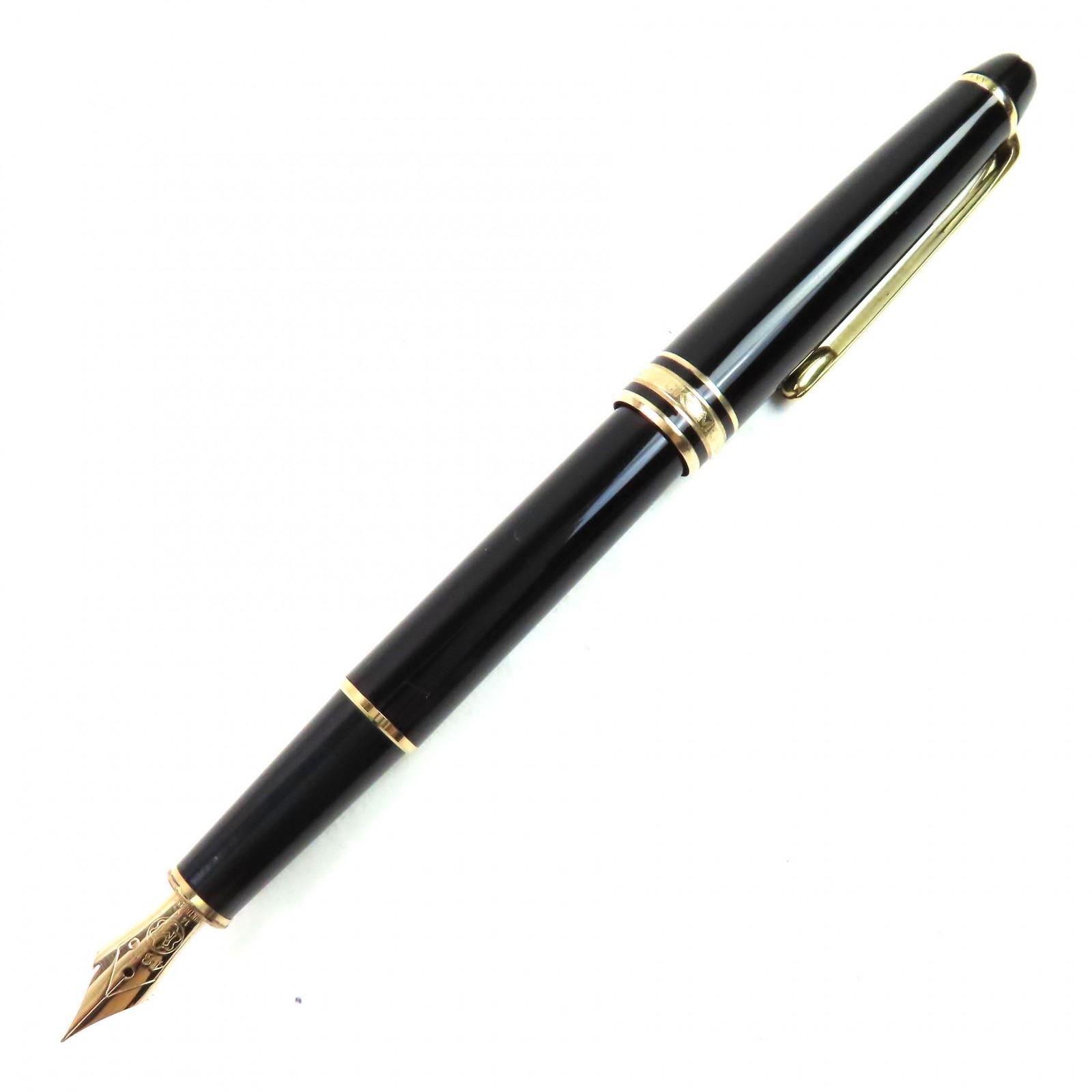 Very Good MONTBLANC fountain pen Meisterstck Classic white star Black gold 14K  Used