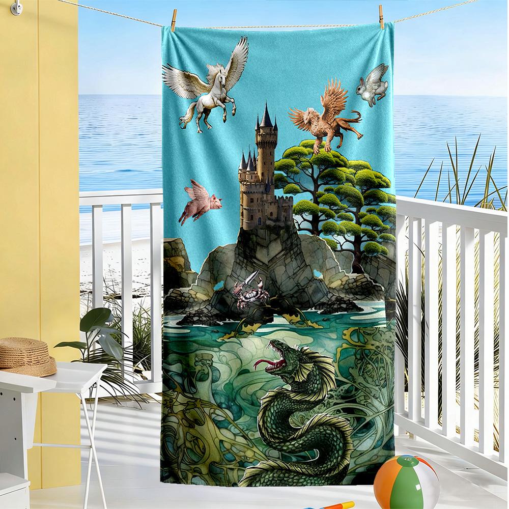 Gotischer Stil Strandtuch Superweich & Saugfähig Bequem Leicht Geeignet für Sport, Reisen, Schwimmen, Yoga, Badezimmer, Strand Und Pool
