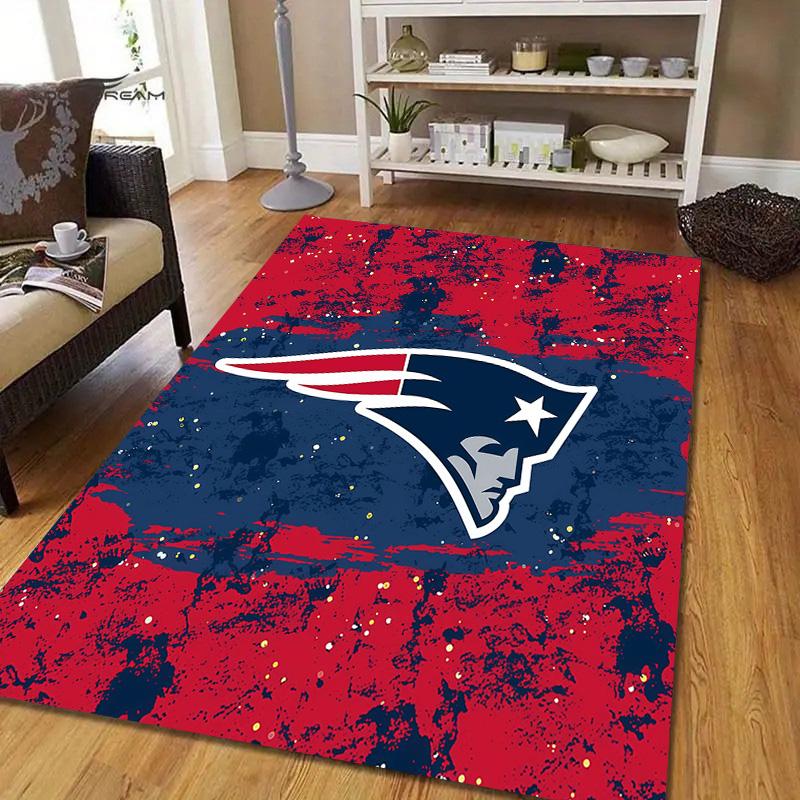 New England Patriots Flannel Pattern Square Carpet,Area Rug,Carpet Rug for Living Room Bedroom Sofa Playroom Decor,Non-slip Floor Mat