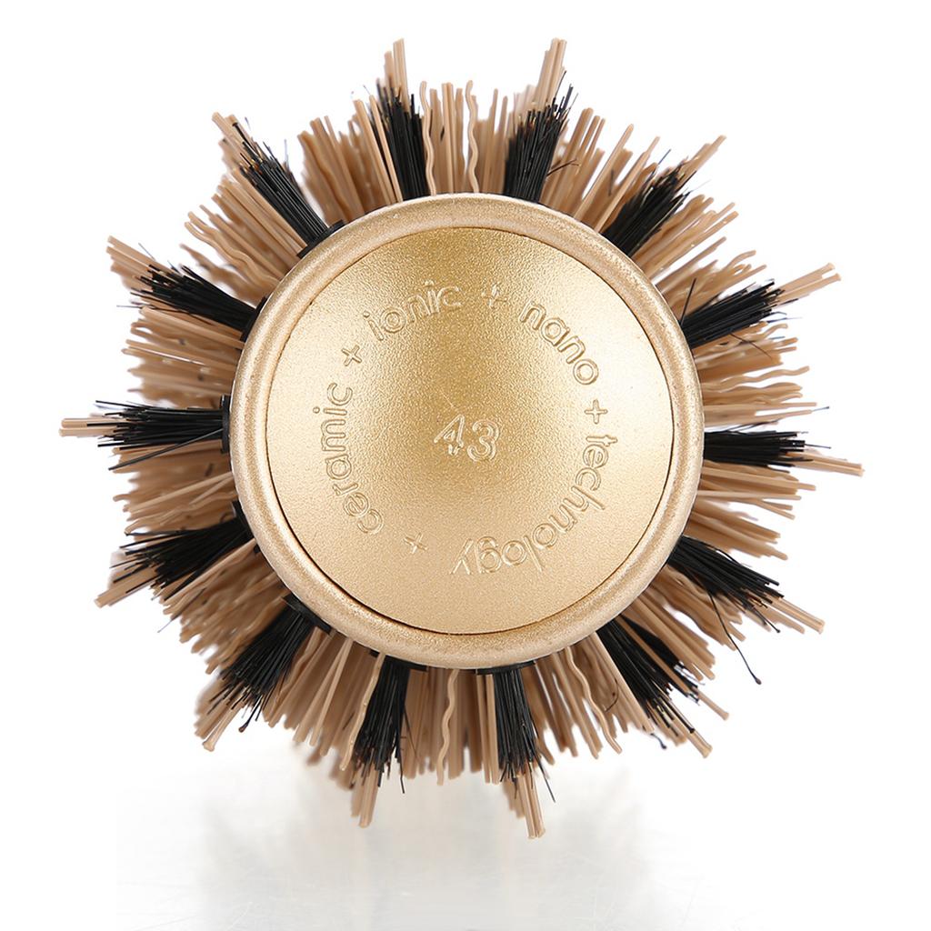 Portable Anion Anti static Round Hair Comb Salon Styling Brush Gold & Black (25mm)