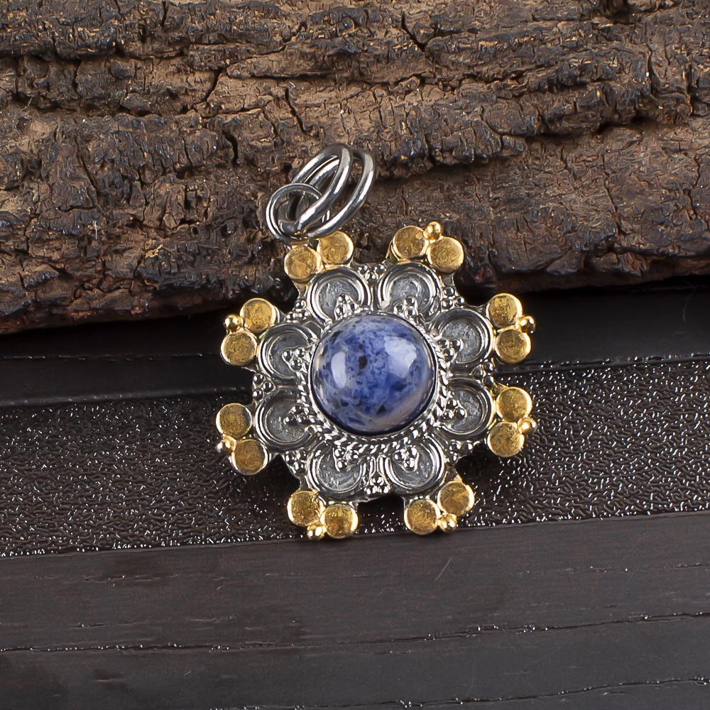 Sodalite Pendant, Handmade Gemstone Pendant, 925 Solid Sterling Silver Pendant Antique Jewelry, For Engagement Gift