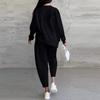 Women's Fashion Color Round Neck Long Sleeved Loose Irregular Sweatshirt Set