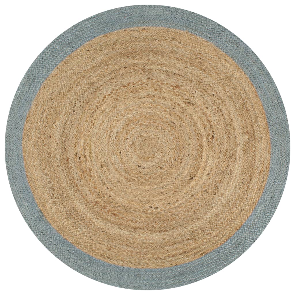 Vidaxl Handgefertigter Teppich, Jute, Olivgrüner Rand, 90 cm