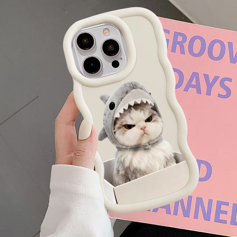 Angry Cat Bow Case for iPhone 15 Plus 12 16 Pro Max 8 11 XR 14 13 17 Air Soft Phone Cover