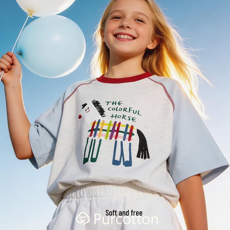 DOMIO Girls' Summer Printed Cotton T-shirt