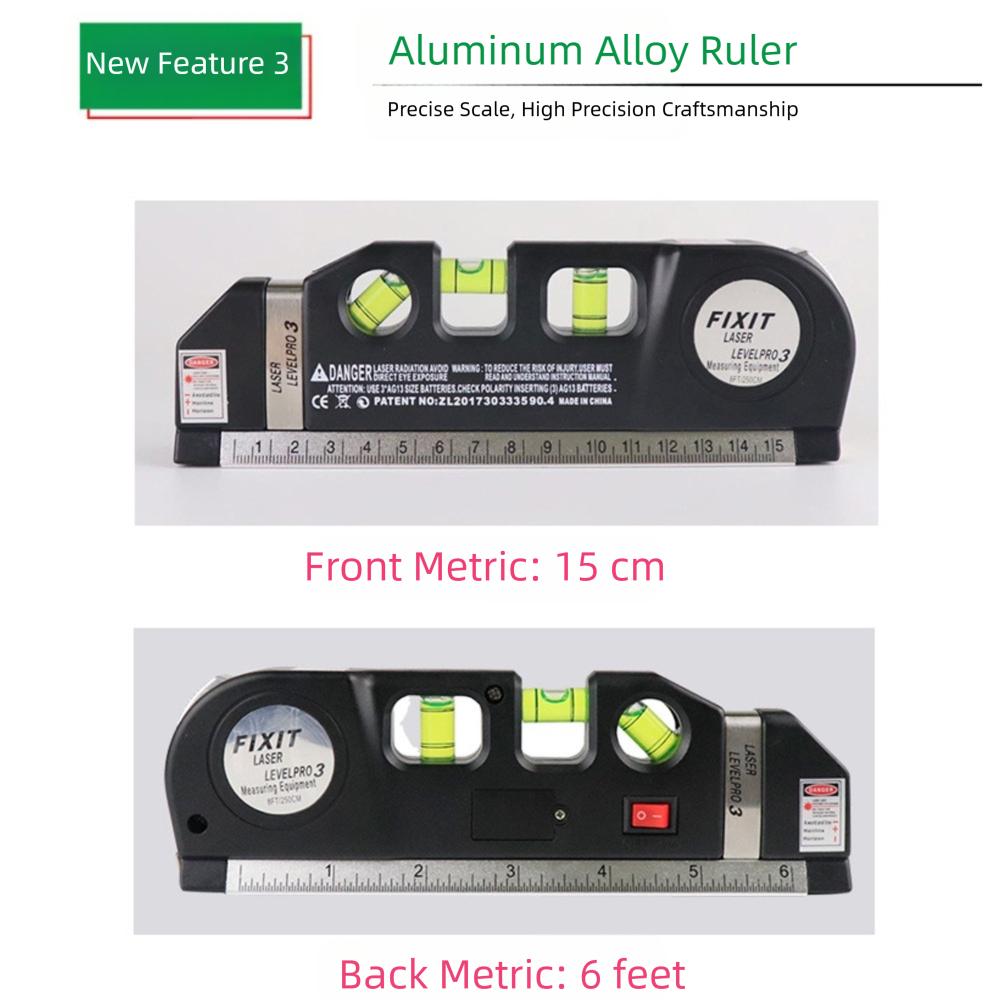 Nastavitelná laserová vodováha s ocelovým pravítkem, křížová laserová vodováha s přímkou, měřicí nástroje