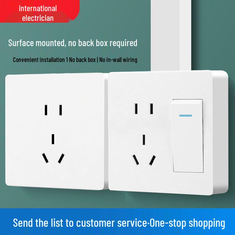 Ultra-Thin Surface-Mounted Single-Pole Switch & Socket Panel for Home Walls