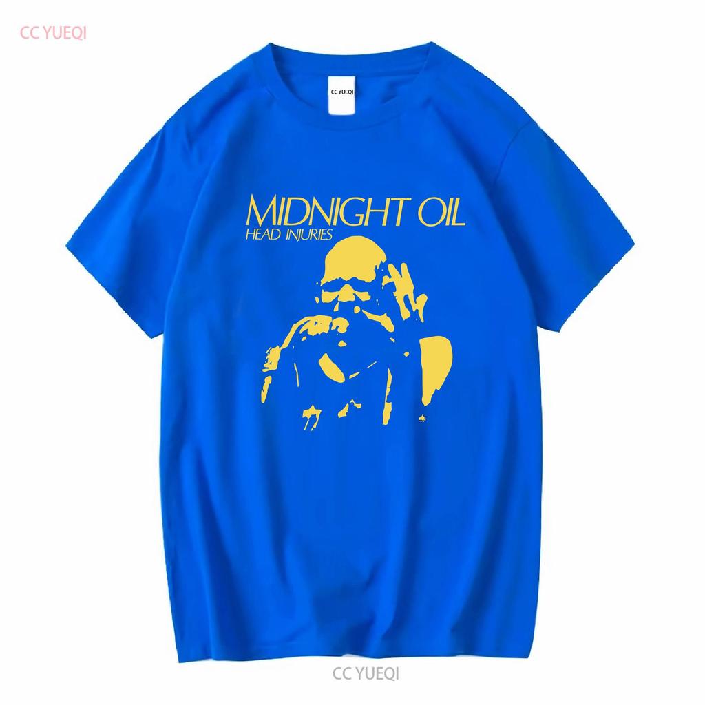 T-shirt Vintage Midnight Oil Head Injuries Cotone Pesante Nero S 4XL Hh400 Maniche Lunghe o Corte Lavaggio Vintage Morbido Streetwear