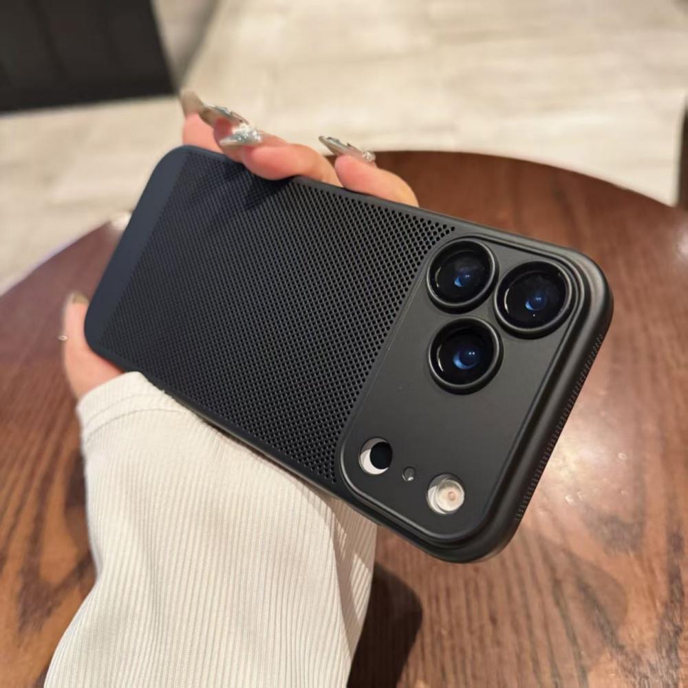 Frosted Heat Dissipation Mesh Breathable Phone Case For iPhone 17 Air 16E 16 15 14 13 12 11 Plus Pro Max Lens Film Protect Cover