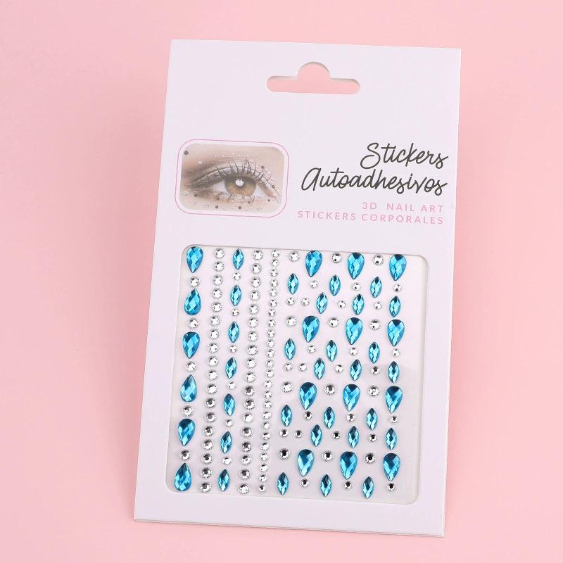 Diamond Eyebrow Tattoo Sticker Glitter Eyeliner Eyebrow Makeup Face Eyes Temporary Tattoo Rock Rhinestone 3D Eyeliner Stickers