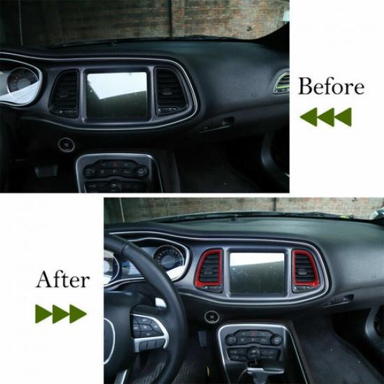 Red Center Console Air Condition Vent Outlet Trim Cover For Dodge Challenger 15+