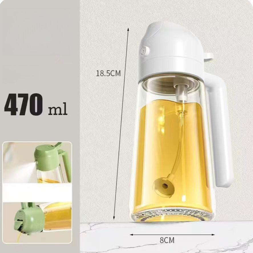 470ml 2in1 Olive Oil Dispenser Bottle with Pourer Oil Sprayer Cooking Oil Spray Glass Tank BBQ Baking Picnic Home Kitchen Tool