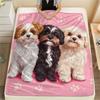 Colorful Maltese dog,pattern Flannel Blanket, High quality Comfortable for All Seasons, Home Decor, Warmth and Comfort, Perfect for Gifts.