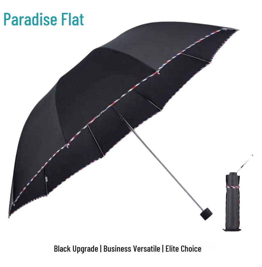 Tianti 3311E Black Glue 10-Rib Sun & Rain Protection Umbrella, Customizable for Business Advertising