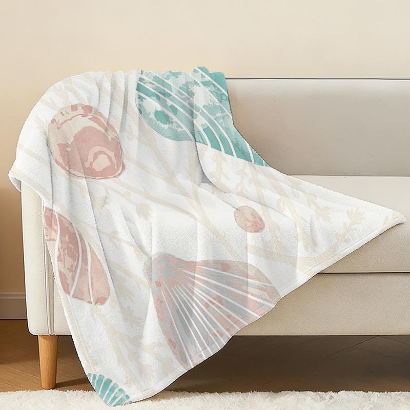 Shell Series Flannel Blanket – Soft Cozy Plush Couch Throw, Warm Home Decor, Ideal for Halloween & Christmas, Relaxing Comfort for Everyday Home Use