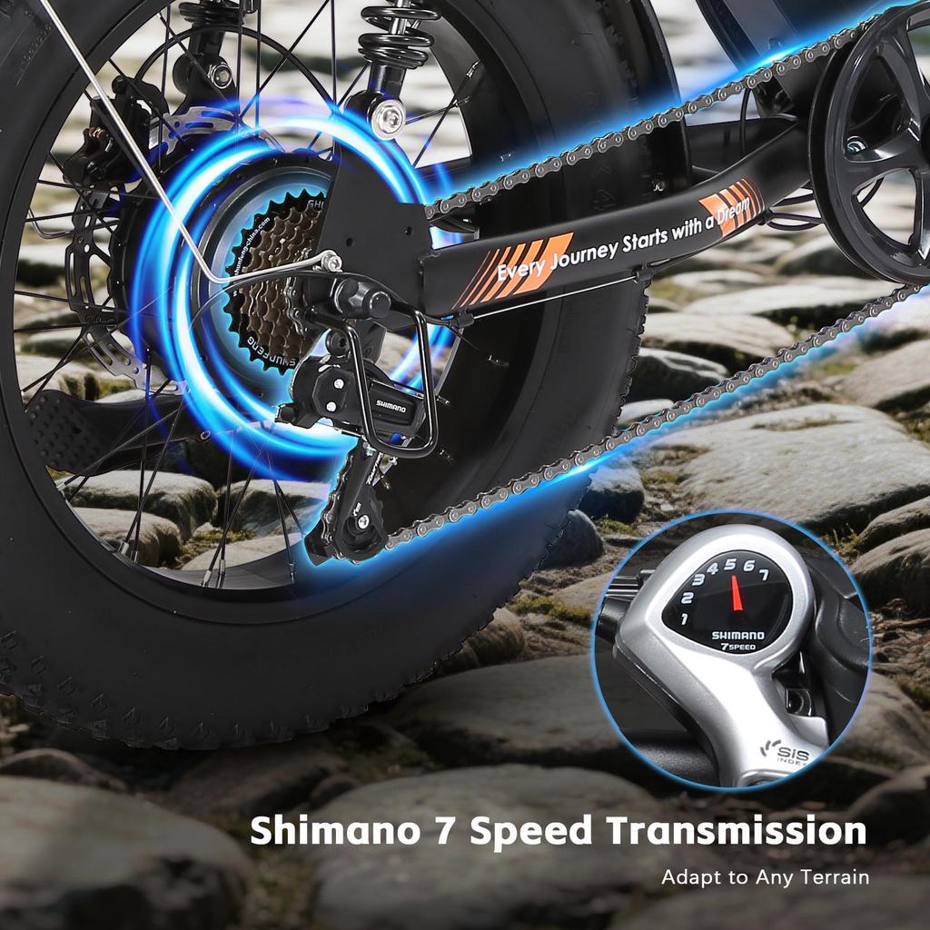 PURE UNICORN U5 City Electric Bike  48V 1000W Motor  48V 19.2Ah Battery  45km/h Max Speed 55-80km Max Range 20 x 4.0" Fat Tires