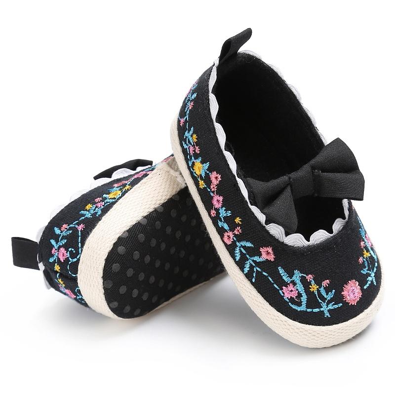 Kids Girls Vintage Princess Style Spring Embroidery Bowknot Casual Baby Anti-skid Shoes