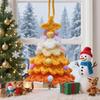 Fluffy Knitted Crochet Christmas Tree Pendant with Jingle Bell for Xmas Stocking Stuffer Home Holiday Party Decor