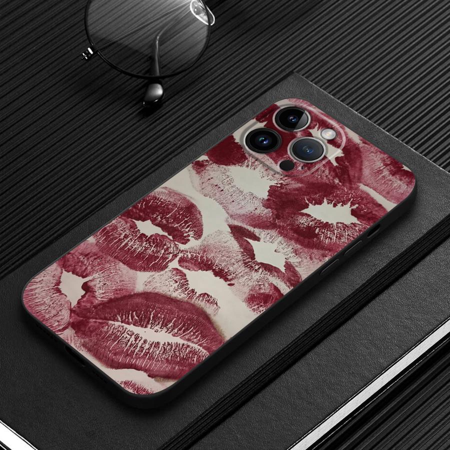 Phone Case for Apple iPhone 17 Pro Max 17e 12 16 13 14 XR XS MAX 15 Pro 7 8 11 Air Funda Phone Cover Lip KISS