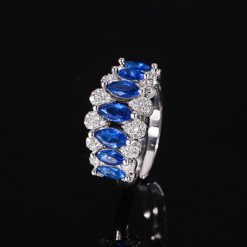 Jewelry Copper Bottom Gold-Plated Simulation Blue Spinel Treasure Red Corundum Ring Retro Wind Diamond Ring